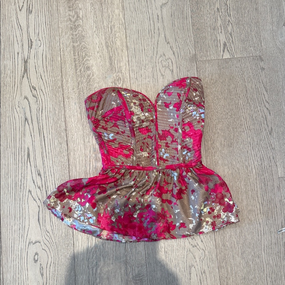 Elegant Floral Pink and Brown Camisole Top